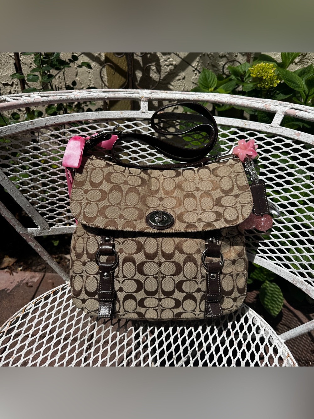 Vintage Coach Crossbody Messanger Monogramed Bag